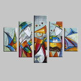 Oil Painting Hand Painted Abstract Landscape Stretched Frame Five Panels Stretched Canvas #4831816