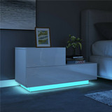 20 Modes LED RGB 2 Drawer Modern High Gloss Living Room TV Stand End Table Cabinets 70x35x38cm