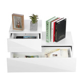 20 Modes LED RGB 2 Drawer Modern High Gloss Living Room TV Stand End Table Cabinets 70x35x38cm