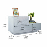 20 Modes LED RGB 2 Drawer Modern High Gloss Living Room TV Stand End Table Cabinets 70x35x38cm