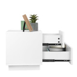 20 Modes LED RGB 2 Drawer Modern High Gloss Living Room TV Stand End Table Cabinets 70x35x38cm