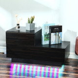 20 Modes LED RGB 2 Drawer Modern High Gloss Living Room TV Stand End Table Cabinets 70x35x38cm