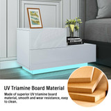 20 Modes LED RGB 2 Drawer Modern High Gloss Living Room TV Stand End Table Cabinets 70x35x38cm