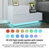 20 Modes LED RGB 2 Drawer Modern High Gloss Living Room TV Stand End Table Cabinets 70x35x38cm