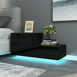 20 Modes LED RGB 2 Drawer Modern High Gloss Living Room TV Stand End Table Cabinets 70x35x38cm