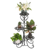 32.3In 4 Potted Rounded/Square Flower Metal Shelves Plant Pot Stand Decoration Indoor Outdoor Garden