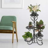 32.3In 4 Potted Rounded/Square Flower Metal Shelves Plant Pot Stand Decoration Indoor Outdoor Garden
