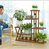 5-Layer Wooden Plant Flower Pot Stand Shelf Indoor Outdoor Garden Planter