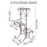 3 Tier Retro Metal Flower Stand Pot Plant Display Shelves Garden Home Decor Gardening Tool