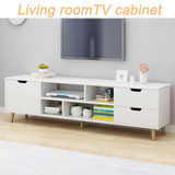 Television Stands Living Room TV Three Cabinet 4 Open Shelves Wood Multipurpose Organizer Furniture