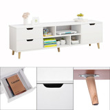 Television Stands Living Room TV Three Cabinet 4 Open Shelves Wood Multipurpose Organizer Furniture
