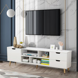 Television Stands Living Room TV Three Cabinet 4 Open Shelves Wood Multipurpose Organizer Furniture
