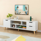 Television Stands Living Room TV Three Cabinet 4 Open Shelves Wood Multipurpose Organizer Furniture