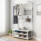 Standing Coat Hat Rack Shelf Shoe Bench Clothes Bag Hanger Storage Holder 170cm