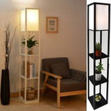 Home Decoration Floor Lamp Fabric Shade Light Shelf Organizer Storage Bedroom Living Room Furniture