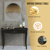 Gymax Wooden Console Table Hallway Entryway Side Sofa Accent Storage Drawer Black