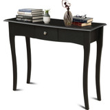 Gymax Wooden Console Table Hallway Entryway Side Sofa Accent Storage Drawer Black