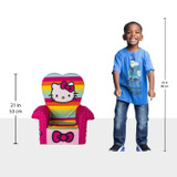 Marshmallow Furniture Comfy Foam Toddler High Back Chair, Rainbow Hello Kitty