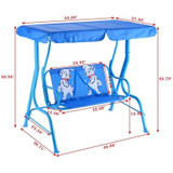 Kids Patio Swing Chair Children Porch Bench Canopy 2 Person Yard Furniture Red