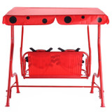 Kids Patio Swing Chair Children Porch Bench Canopy 2 Person Yard Furniture Red