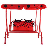 Kids Patio Swing Chair Children Porch Bench Canopy 2 Person Yard Furniture Red