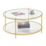 Silver Orchid Farrar Glass 2-tier Round Coffee Table