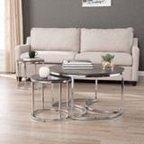 Silver Orchid Belle Round 3-piece Nesting Coffee Table Set - Espresso/Champagne