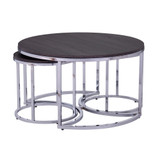 Silver Orchid Belle Round 3-piece Nesting Coffee Table Set - Espresso/Champagne