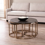 Silver Orchid Belle Round 3-piece Nesting Coffee Table Set - Espresso/Champagne