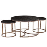 Silver Orchid Belle Round 3-piece Nesting Coffee Table Set - Espresso/Champagne