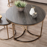 Silver Orchid Belle Round 3-piece Nesting Coffee Table Set - Espresso/Champagne