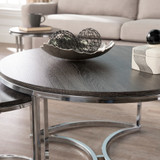Silver Orchid Belle Round 3-piece Nesting Coffee Table Set - Espresso/Champagne