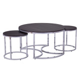 Silver Orchid Belle Round 3-piece Nesting Coffee Table Set - Espresso/Champagne