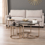 Silver Orchid Belle Round 3-piece Nesting Coffee Table Set - Espresso/Champagne