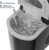 KUPPET Portable Ice Maker Self-Cleaning Electric Scoop and Basket, 9 Ice Cubes Ready in 6 minutes