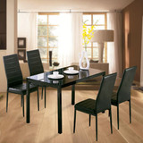 5 Piece Dining Set Glass Metal Table and 4 Chairs Kitchen Breakfast Furniture