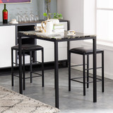 High Marble Face  Dining Table and Chair set Cushion Black