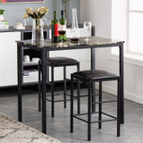 High Marble Face  Dining Table and Chair set Cushion Black
