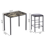 High Marble Face  Dining Table and Chair set Cushion Black