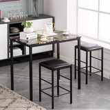 High Marble Face  Dining Table and Chair set Cushion Black