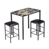 High Marble Face  Dining Table and Chair set Cushion Black