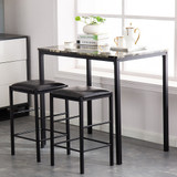 High Marble Face  Dining Table and Chair set Cushion Black