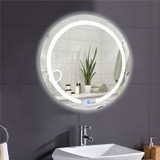 20" LED Mirror Illuminated Light Wall Mount Bathroom Round Make Up Touch Button