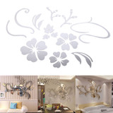 3D Mirror Flower Removable Wall Sticker Art Acrylic Mural Decal Wall Home Decor