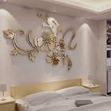 3D Mirror Flower Removable Wall Sticker Art Acrylic Mural Decal Wall Home Decor