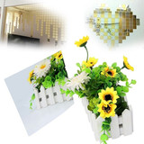 16Pcs Decorative Mirrors Self-adhesive Tiles Mirror Wall Stickers Mirror Decor