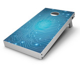 Blue Circuit Board V2 CornHole Board Skin Decal Kit