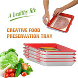 Creative food preservation tray,food reusable trays(red)