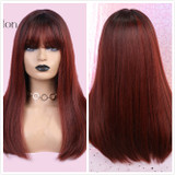 Long Ombre Brown Blonde Wigs with Bangs Cosplay Synthetic