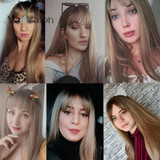 Long Ombre Brown Blonde Wigs with Bangs Cosplay Synthetic